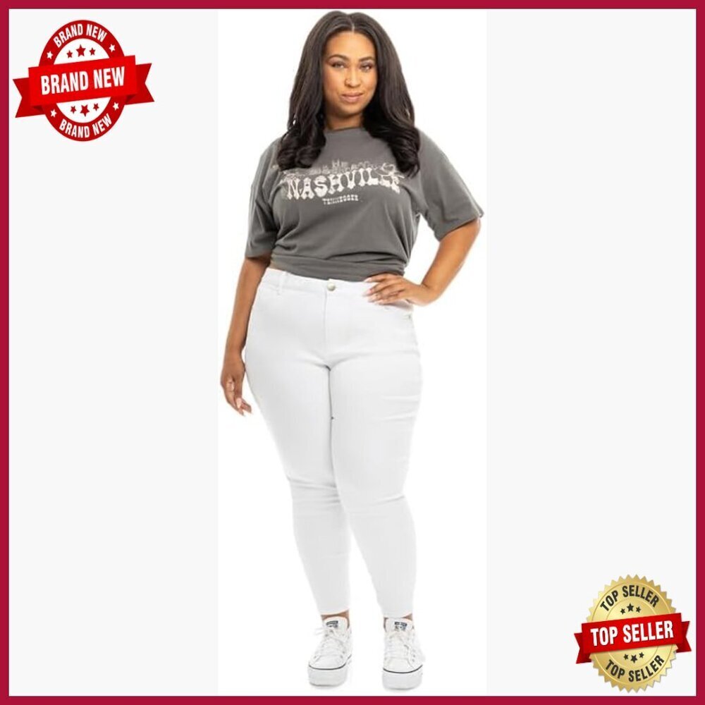 Plus Size High-Rise Ankle Skinny Jeans with Stretch 28" Inseam